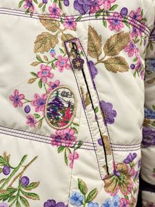 Floral Puffer Jacket with Fur Hood