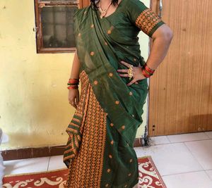 chador mekhla Elegant Green Saree