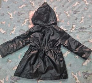 Black Faux Leather Hooded Jacket