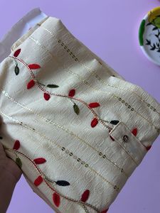 Cream Embroidered Kurta + Free Gift