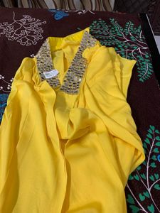 Yellow indo western Haldi/Mehndi Outfit-Mediu