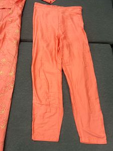 Peach Kurta Set with Gold Print