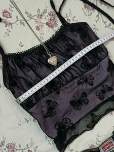 Whimsical Butterfly Mesh Crop Top