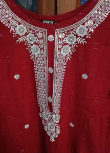 Maroon Embroidered Kurta Set xxl size