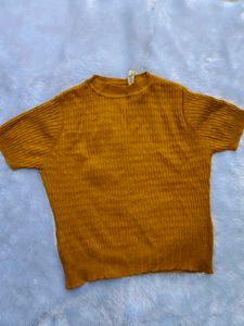 Mustard Yellow Textured Knit Top