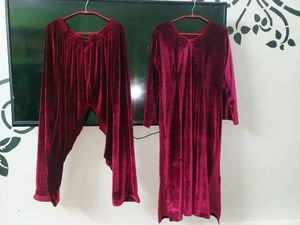 Burgundy Velvet Salwar Suit