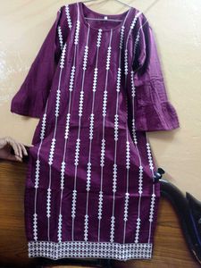 Wine Purple Printed Kurta with Sharara Set