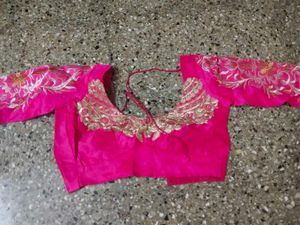 Price dropped Teal Saree  Pink Border with blouse