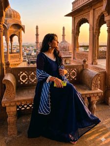 Elegant Navy Blue Anarkali Gown