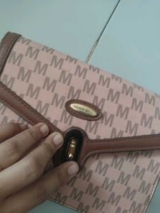 Deris Bell Pink Monogram Clutch