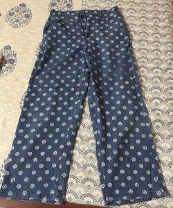 Floral Print Wide Leg Jeans