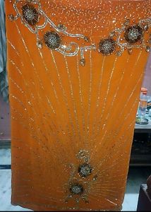 New beautiful Sparkling Orange Sequinned Saree