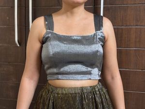Sparkling Silver Crop Blouse