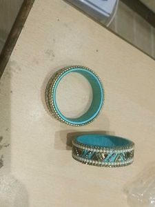 Boho Chic Teal Beaded Bangles