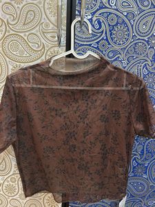 Sheer Floral Mesh Crop Top