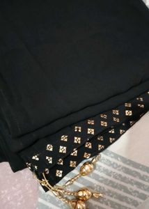 Embellished Black Kurta plazoo Duppata Set