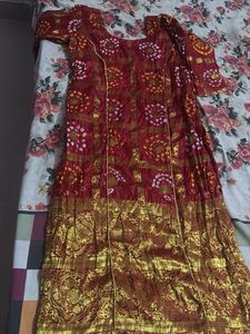 Beautiful Red Bandhani Banarsi kurti