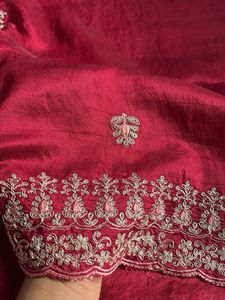 Maroon Silk Saree with peach blouse