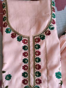 Embroided Peach Suit Fabric