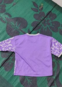 Purple Embroidered Casual T-shirt