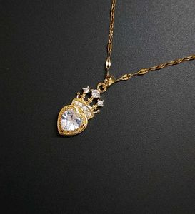 Anti Tarnish Heart Crown Necklace