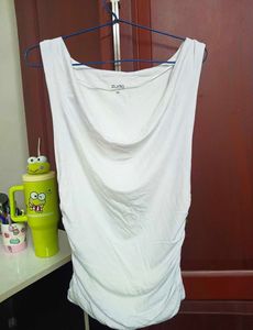 Women's White Ruched Tank Top