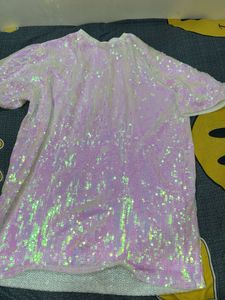 Pastel iridescent sequin mini oversized dress