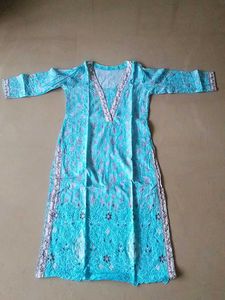 Light Blue Embroidered Kurti