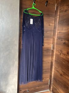 Street 9 Beautiful Blue Embellished Net Maxi