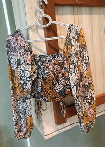 Floral Ruched Crop Top
