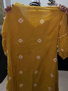 Stylish Yellow Kurta with Elephant Embroidery