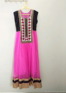 Magenta Colour Anarkali Pattern Kurti/Ethnic Gown