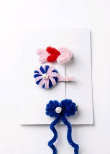 Fuzzy Heart Hair Clips Set of 3