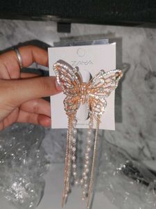 Sparkling Butterfly Pearl Dangle hair clip