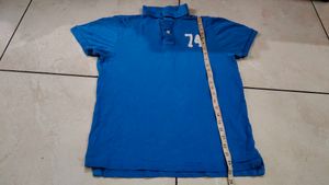 Blue Polo T-Shirt with '74' Graphic