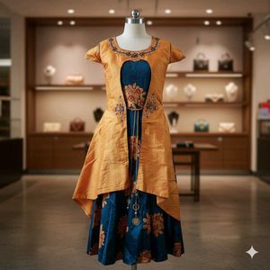 Elegant Floral Print Ethnic Gown