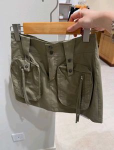 zipped cargo mini skirt