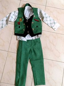 Boys Green Suit - Shirt, Overcoat and Pants
