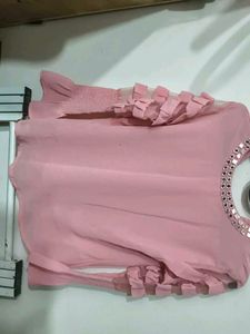 Pink Ruffle Sleeve Top