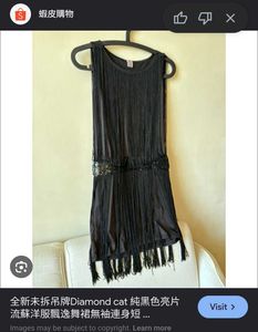 Black Fringe Sleeveless Party Dress | Sequin Tasse