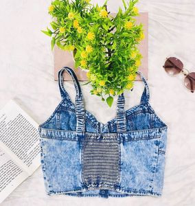 Acid Wash Denim Cropped Tank