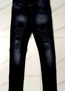 Stylish Dark Wash Ripped Jeans