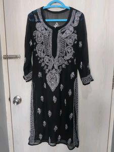 Elegant Black Embroidered Kurti