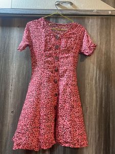 Pink Print Button Down Dress