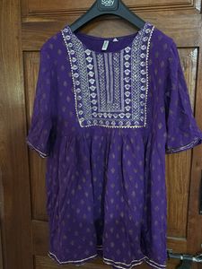 Purple Embroidered Kurta