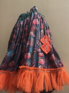 Girls Orange &amp; Green Lantern Print Skirt Set