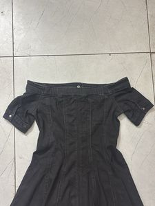 Chic Black Denim Off-Shoulder Dress