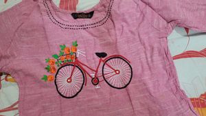 Comfy Pink Embroidered Kurta
