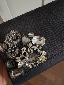 Embellished Black Clutch Bag