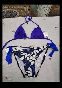 Stylish Blue Floral Bikini Set